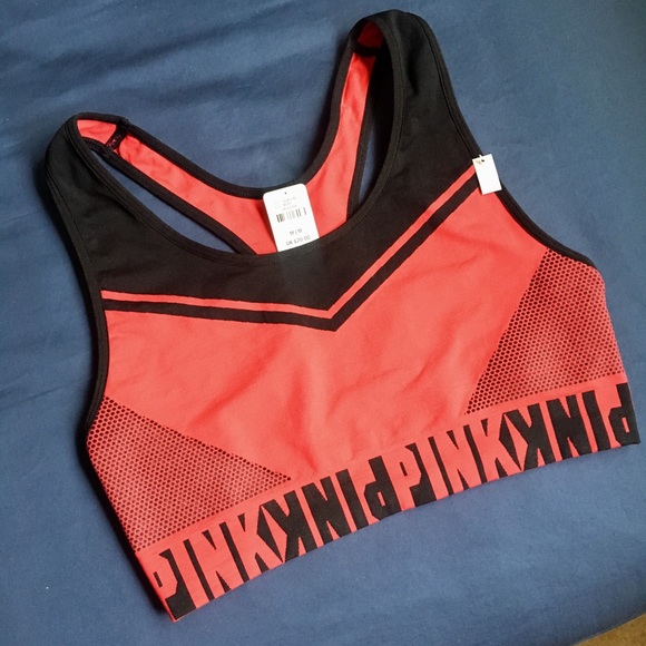 *SOLD* Red and Black PINK Sports Bra NWT - Picture 2 of 3